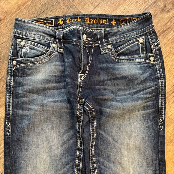 Rock Revival Women's Size‎ 30 Heather Capri Blue Cropped Jeans - Picture 3 of 15